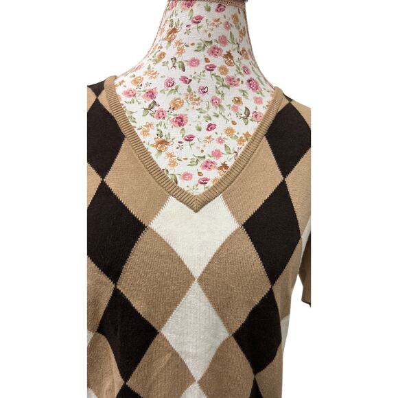 🧶 VTG Polo Jeans Co. Ralph Lauren Argyle Knit Sweater Vest Top Sz L Preppy Y2K - Picture 2 of 4